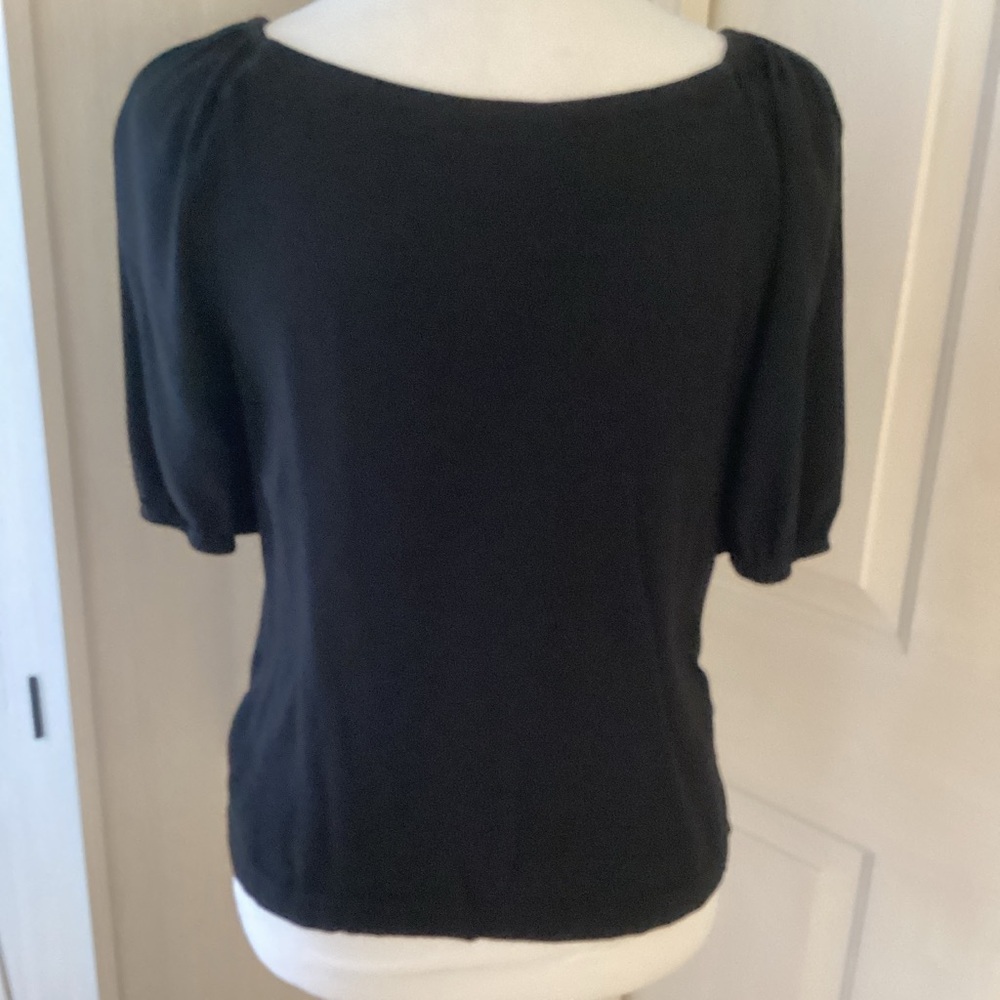 LOFT Black Puff Short Sleeve Blouse Sz XS - Picture 4 of 11
